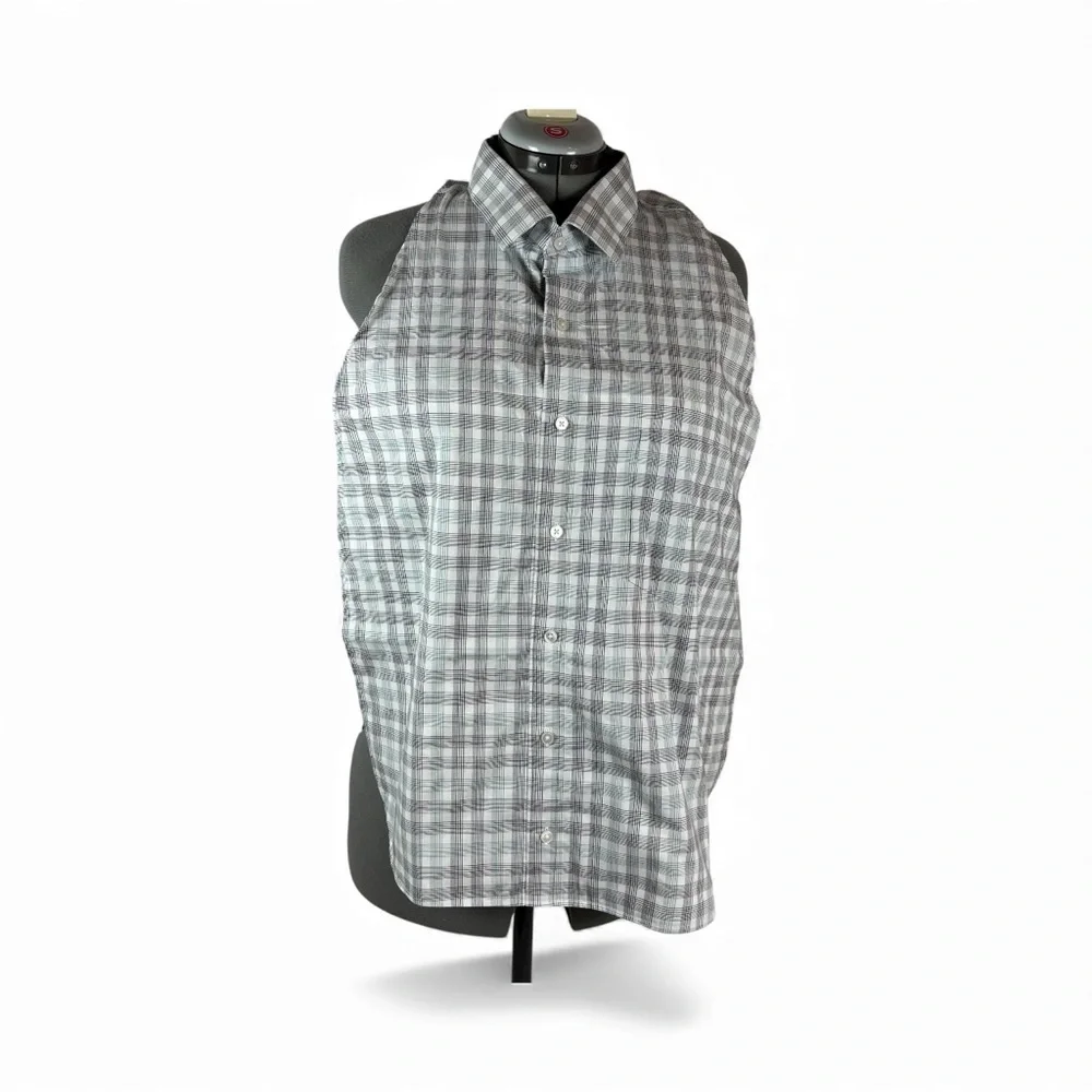 Bib For Adult | Handcrafted Dignity Cover | Beige Plaid Button-Up  | 19